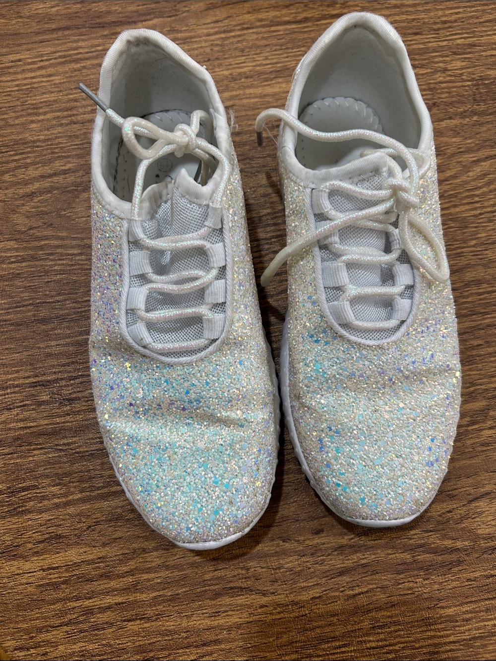 Forever 21 White Iridescent Glitter Sneakers